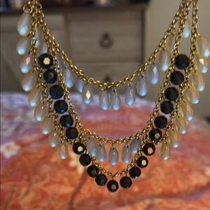 Lia Sophia Gold and Black Necklace with Beads